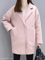 Notch Lapel Patch Pocket Plain Coat
