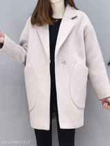 Notch Lapel Patch Pocket Plain Coat