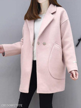 Notch Lapel Patch Pocket Plain Coat