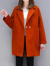 Notch Lapel Patch Pocket Plain Coat
