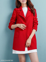 Notch Lapel Patch Pocket Plain Coat