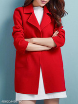 Notch Lapel Patch Pocket Plain Coat