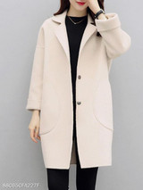 Notch Lapel Patch Pocket Plain Coat