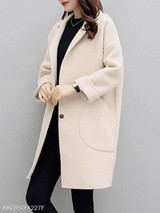 Notch Lapel Patch Pocket Plain Coat