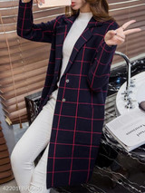 Notch Lapel Patch Pocket Plaid Coat