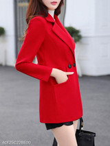 Notch Lapel Single Button Belt Loops Plain Coat