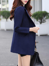 Notch Lapel Single Button Belt Loops Plain Coat