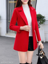 Notch Lapel Single Button Belt Loops Plain Coat