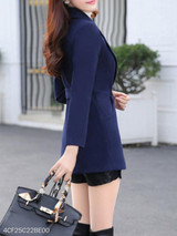 Notch Lapel Single Button Belt Loops Plain Coat