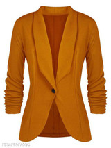 Notch Lapel Single Button Plain Blazer