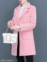 Notch Lapel Decorative Buttons Plain Coat