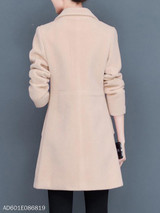 Notch Lapel Decorative Buttons Plain Coat