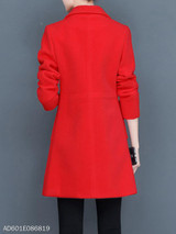 Notch Lapel Decorative Buttons Plain Coat