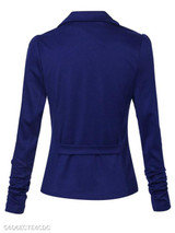 Notch Lapel Asymmetric Hem Single Breasted Plain Blazer