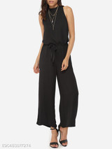 Loose Fitting Chiffon Plain Jumpsuits
