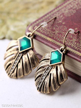 Leaf-Shaped Rhinestone Drop Earrings