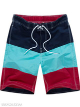 Lace-Up Color Block Straight Mid-Rise Board Shorts