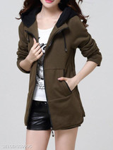 Hooded Zipper Plain Hoodie