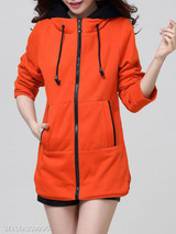 Hooded Zipper Plain Hoodie
