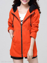 Hooded Zipper Plain Hoodie