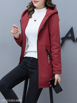 Hooded Zipper Plain Coat