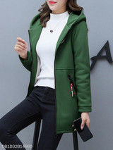 Hooded Zipper Plain Coat