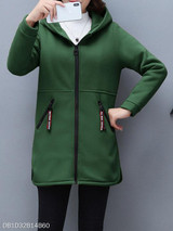 Hooded Zipper Plain Coat
