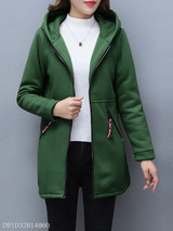 Hooded Zipper Plain Coat