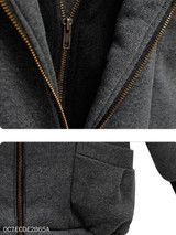 Hooded Zipper Plain Coat