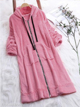 Hooded Zipper Plain Coat