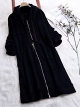 Hooded Zipper Plain Coat