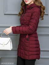 Hooded Zipper Plain Coat