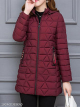 Hooded Zipper Plain Coat