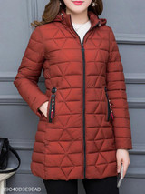 Hooded Zipper Plain Coat