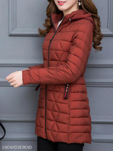 Hooded Zipper Plain Coat