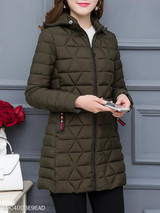 Hooded Zipper Plain Coat