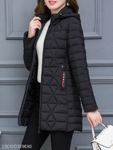 Hooded Zipper Plain Coat