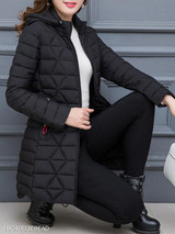 Hooded Zipper Plain Coat