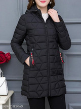 Hooded Zipper Plain Coat