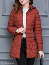 Hooded Zipper Plain Coat