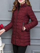 Hooded Zipper Plain Coat