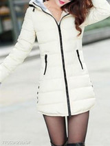 Hooded Zipper Plain Coat
