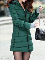 Hooded Zipper Plain Coat