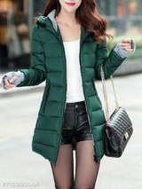 Hooded Zipper Plain Coat