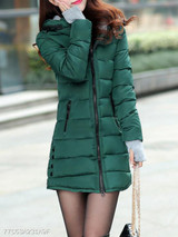 Hooded Zipper Plain Coat