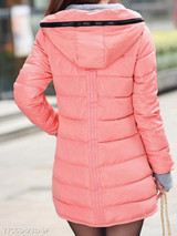 Hooded Zipper Plain Coat