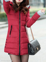 Hooded Zipper Plain Coat