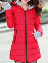 Hooded Zipper Plain Coat