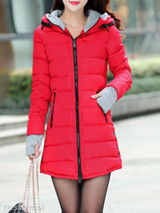 Hooded Zipper Plain Coat