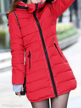 Hooded Zipper Plain Coat